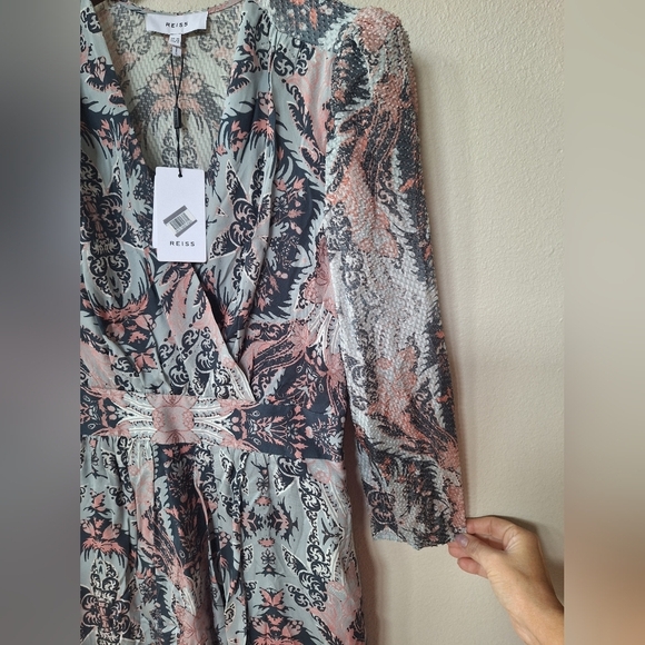 NWT Reiss Womens Lacey Mini Dress Floral Print V-Neckline Size 6 - Picture 3 of 10